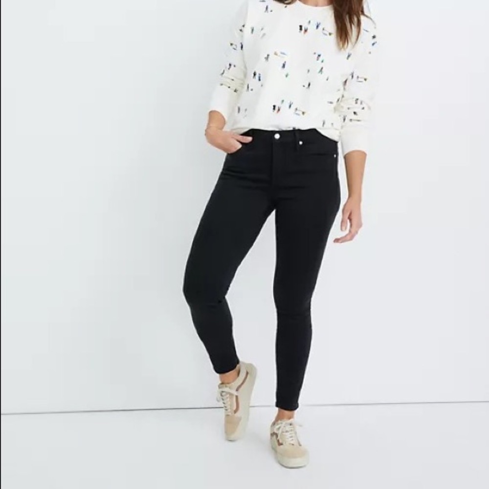 Madewell 9" High-Rise Denim Skinny Jeans Black Cotton Stretch SZ 25